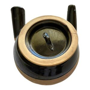 Large Kyusu Tea Pot Natural Finish w/ Brown Glaze Lid and Spout